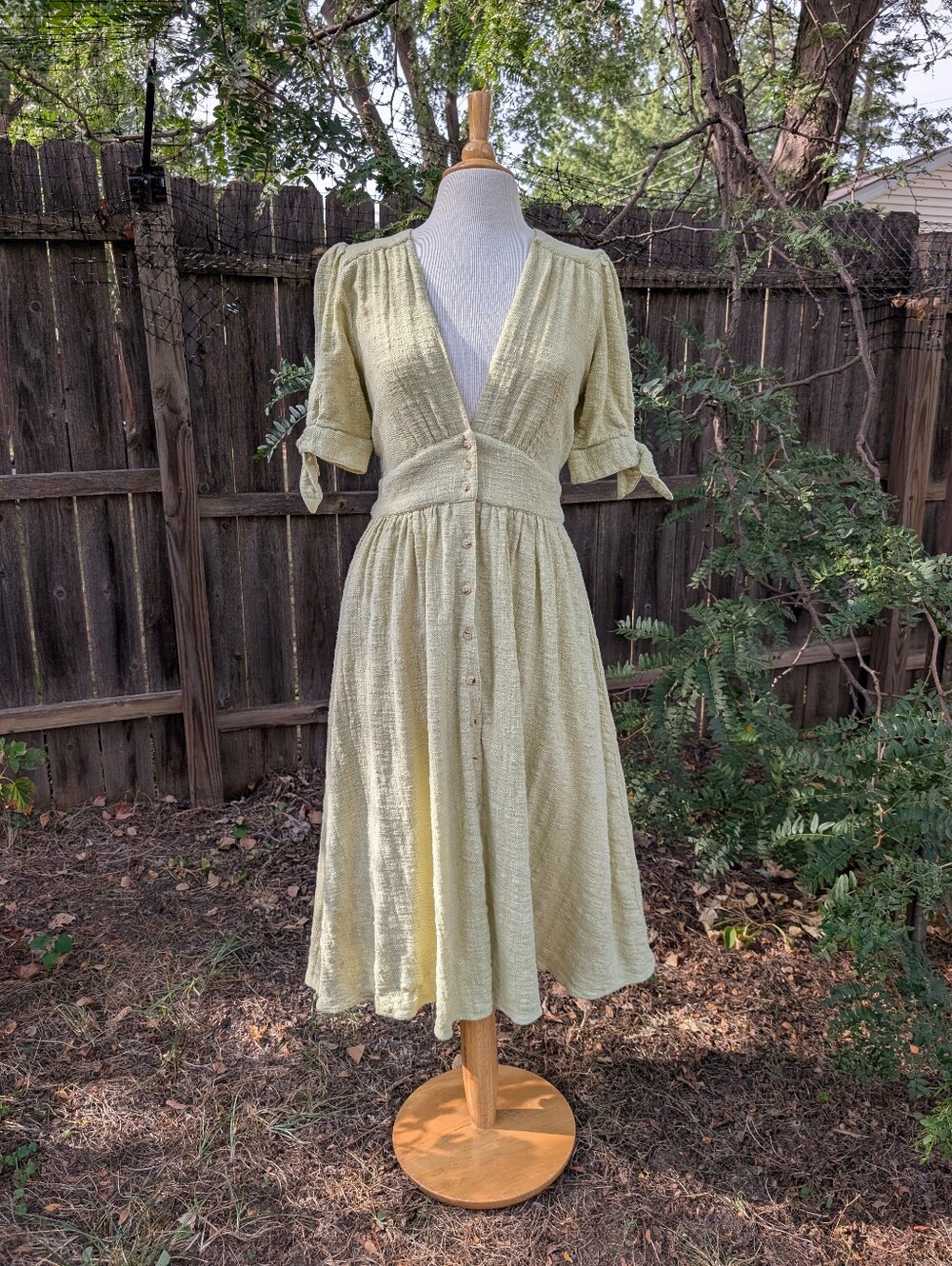 Free People Light Yellow/Green Midi Dress